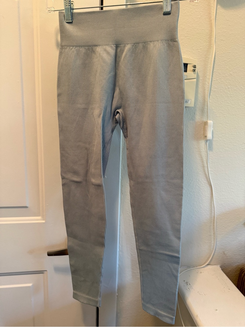 SHEIN Light Gray Ribbed Leggings